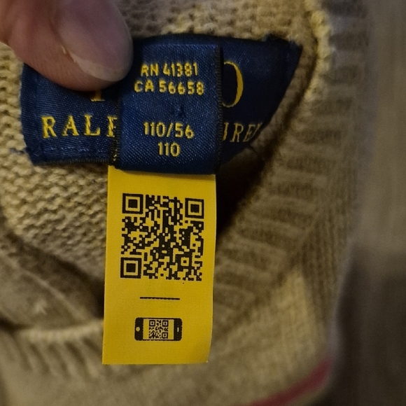 Polo by Ralph Lauren Childrens Beige Sweater with Red Logo Sz 4/4T - Picture 4 of 6